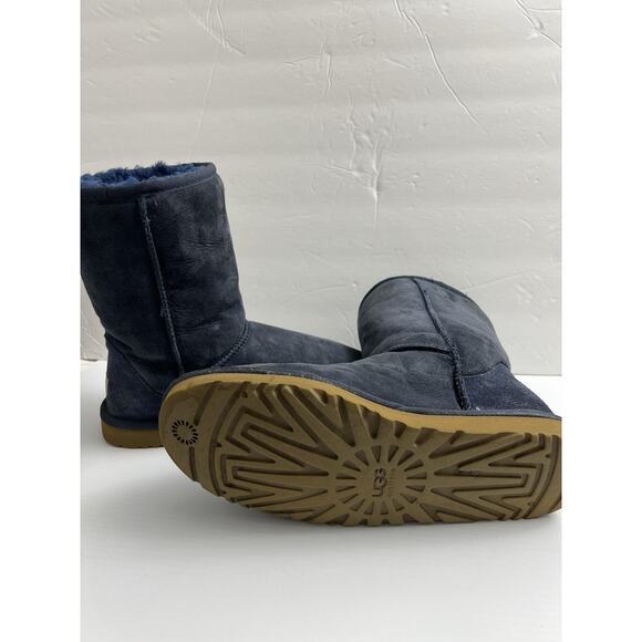UGG Classic Boots Womens 9 Navy Blue Sheepskin Suede Boots Mid Calf Tall - Picture 4 of 6